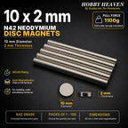 10mm x 2mm N42 Neodymium Disc Magnets