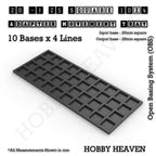 CGI render of the 20 to 25 mm square adapter, 10 × 4 formation, with 40 seats for 20 mm square bases.