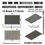 Technical drawing of the 20 to 25 mm square adapter, 10 × 6 formation: 254 × 154 mm overall, 4.5 mm tall.