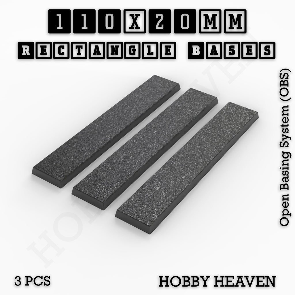 Rectangle Bases Range Sizes - 75x30mm to 125x40mm Medium Sizes 3d Print Full Range Tabletop Games