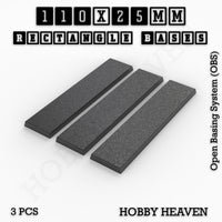Rectangle Bases Range Sizes - 75x30mm to 125x40mm Medium Sizes 3d Print Full Range Tabletop Games
