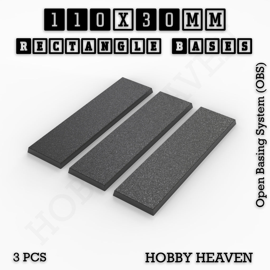 Rectangle Bases Range Sizes - 75x30mm to 125x40mm Medium Sizes 3d Print Full Range Tabletop Games