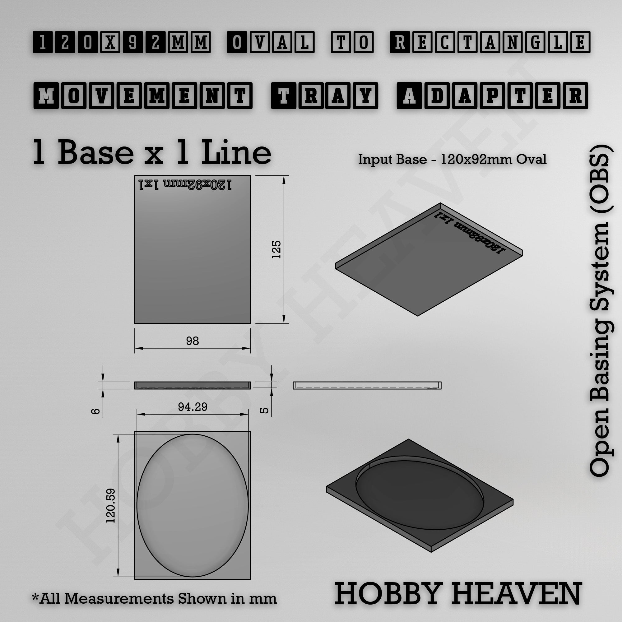 Oval to Rectangle Movement Tray Adapters