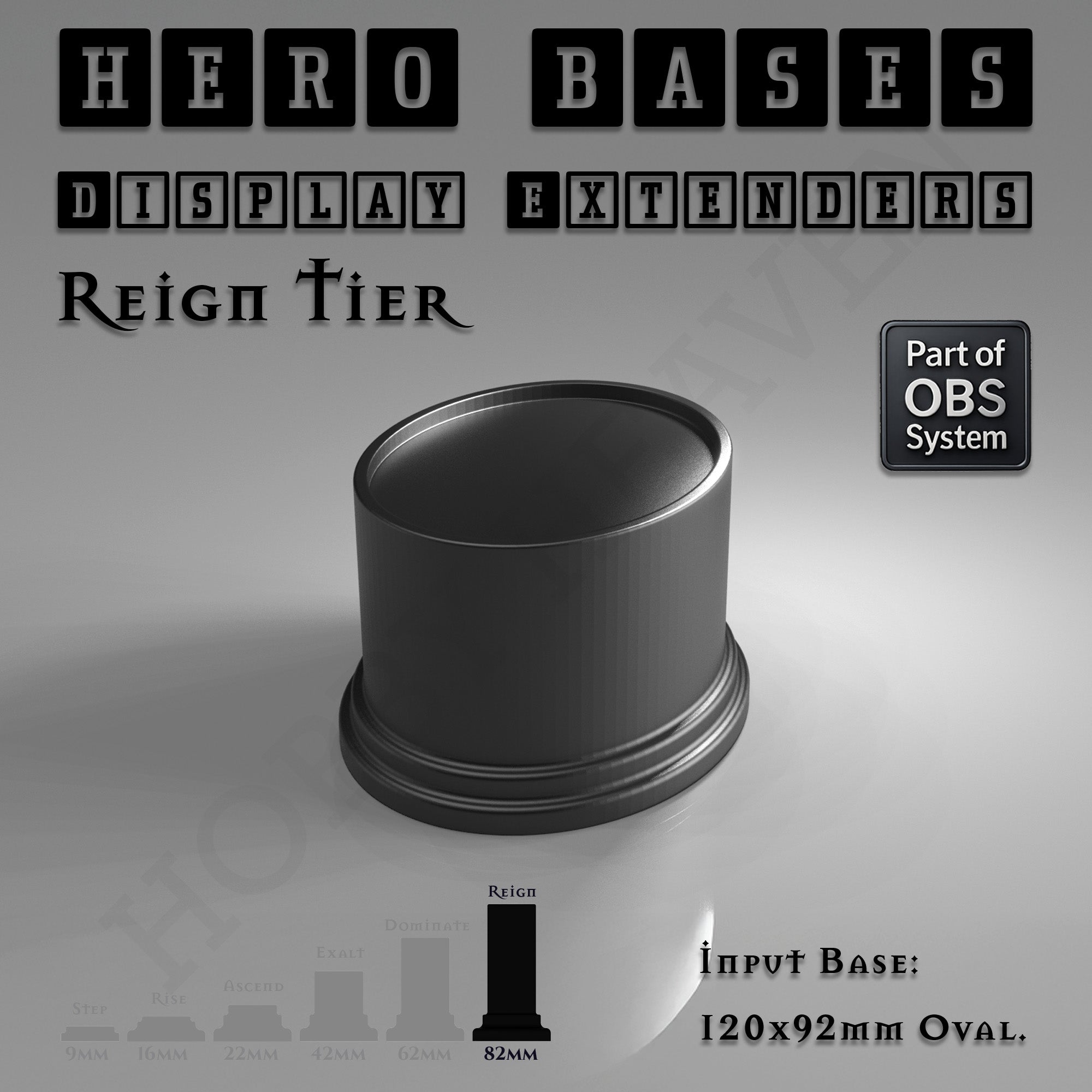 Hero Bases Display Extenders | Round and Ovals | Convert Gaming Bases to Display Bases & Plinths