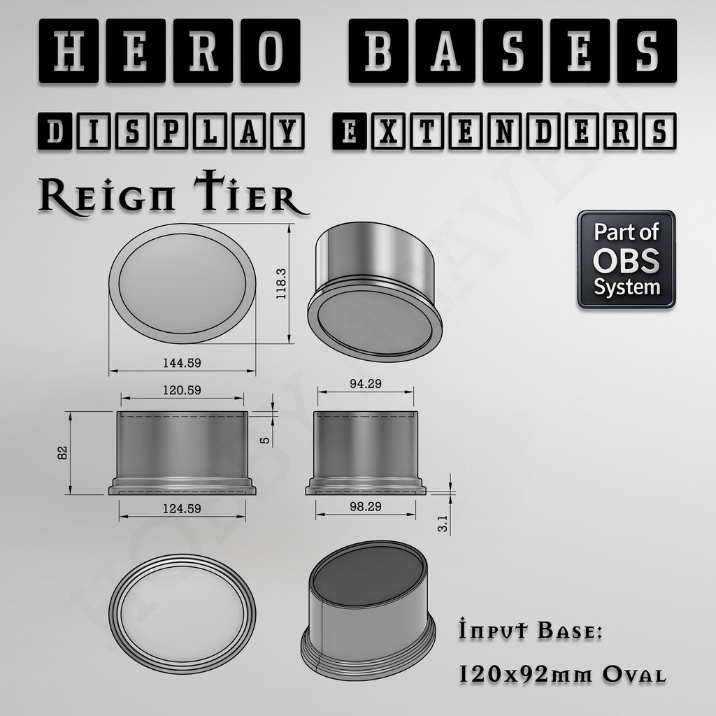 Hero Bases Display Extenders | Round and Ovals | Convert Gaming Bases to Display Bases & Plinths