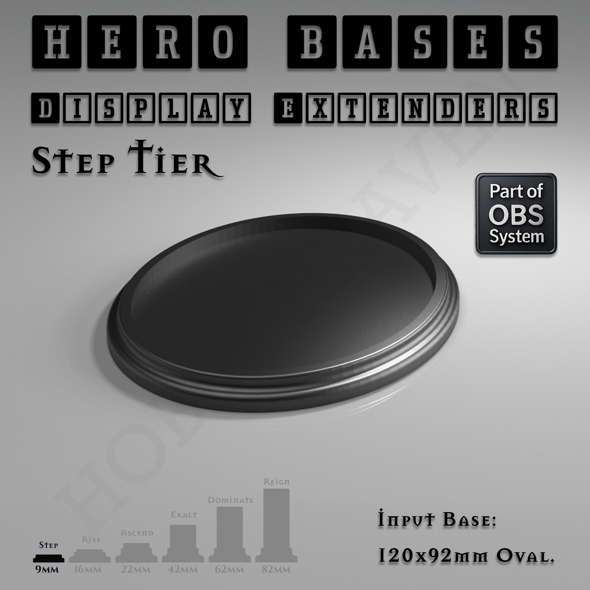 Hero Bases Display Extenders | Round and Ovals | Convert Gaming Bases to Display Bases & Plinths