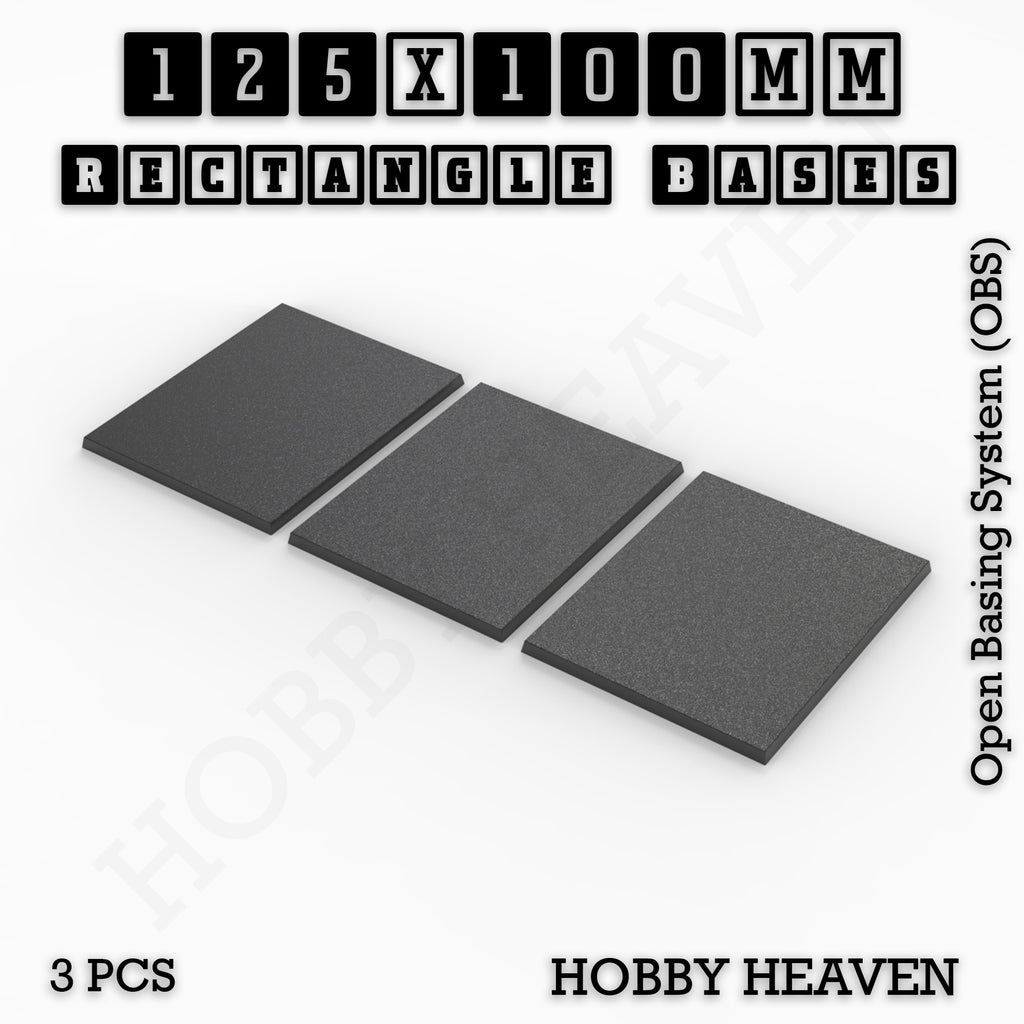 Rectangle Bases Range Sizes - 125x50mm to 200x175mm Large Sizes 3d Print Full Range Tabletop Games