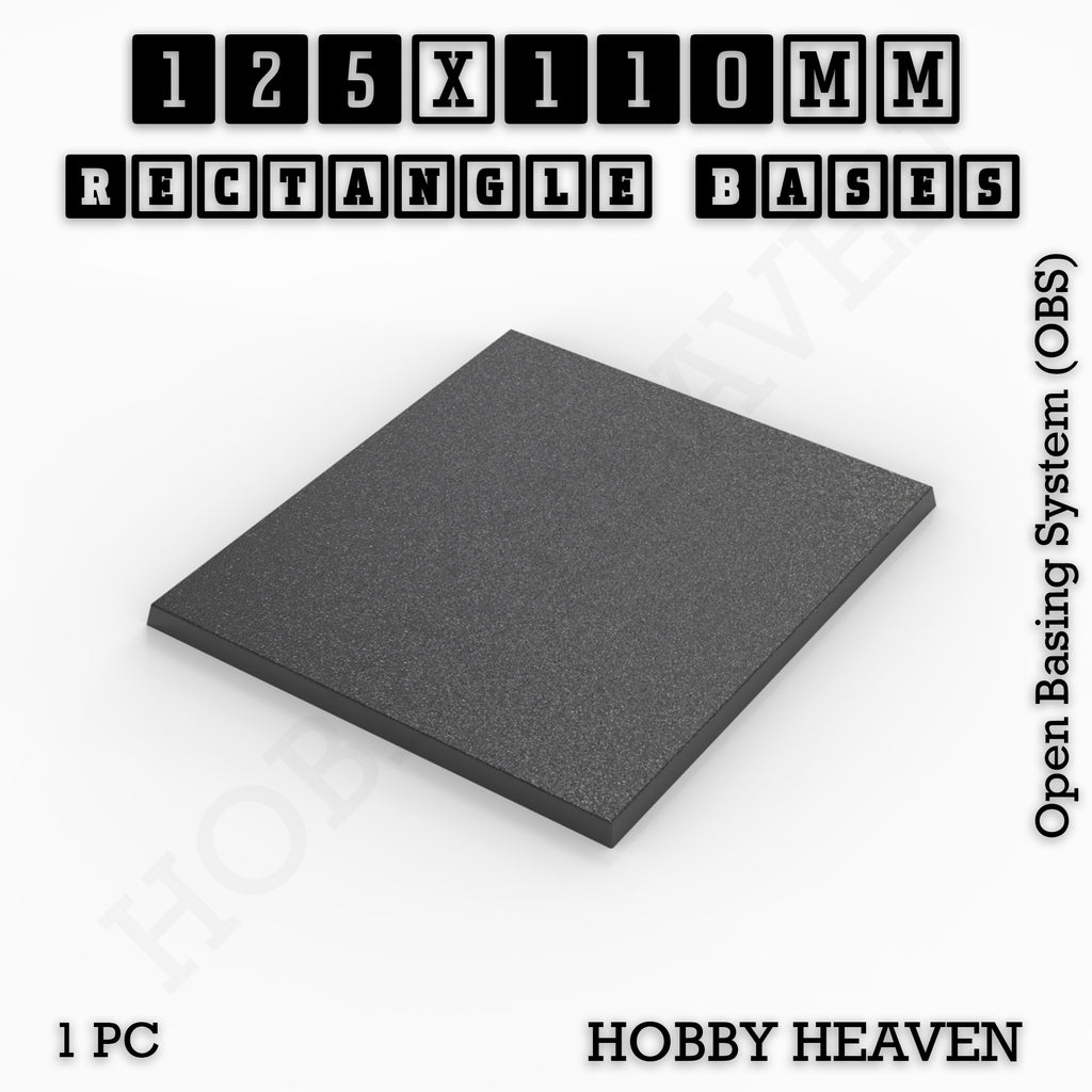 Rectangle Bases Range Sizes - 125x50mm to 200x175mm Large Sizes 3d Print Full Range Tabletop Games
