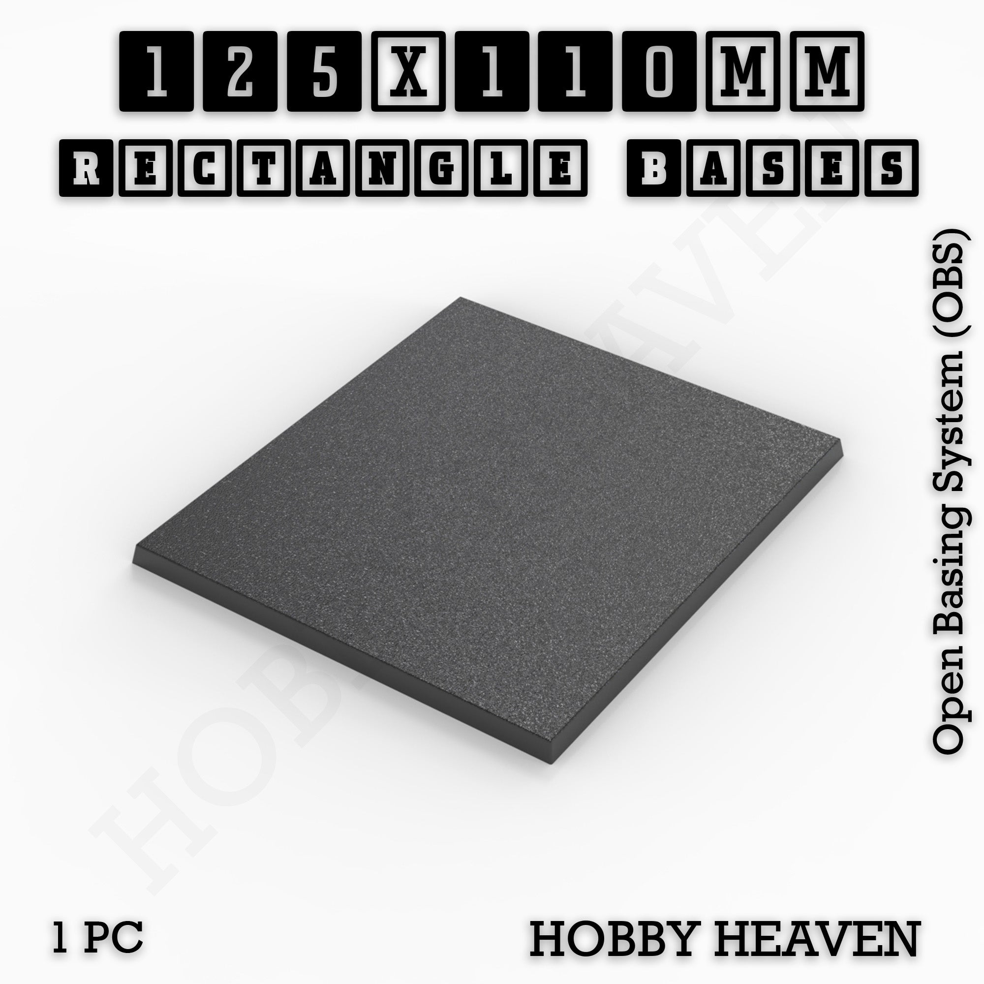 Rectangle Bases Range Sizes - 125x50mm to 200x175mm Large Sizes 3d Print Full Range Tabletop Games