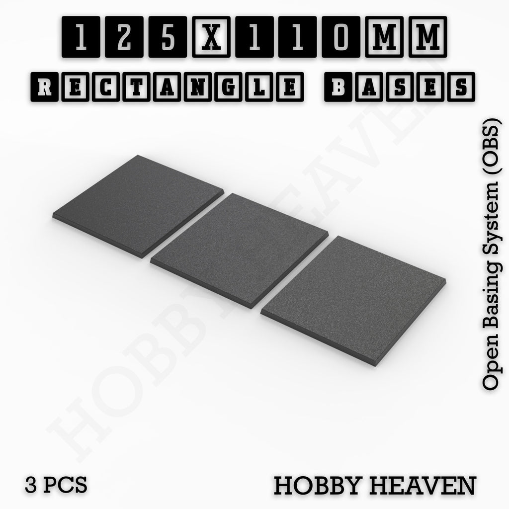 Rectangle Bases Range Sizes - 125x50mm to 200x175mm Large Sizes 3d Print Full Range Tabletop Games