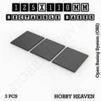 Rectangle Bases Range Sizes - 125x50mm to 200x175mm Large Sizes 3d Print Full Range Tabletop Games