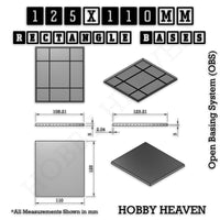 Rectangle Bases Range Sizes - 125x50mm to 200x175mm Large Sizes 3d Print Full Range Tabletop Games
