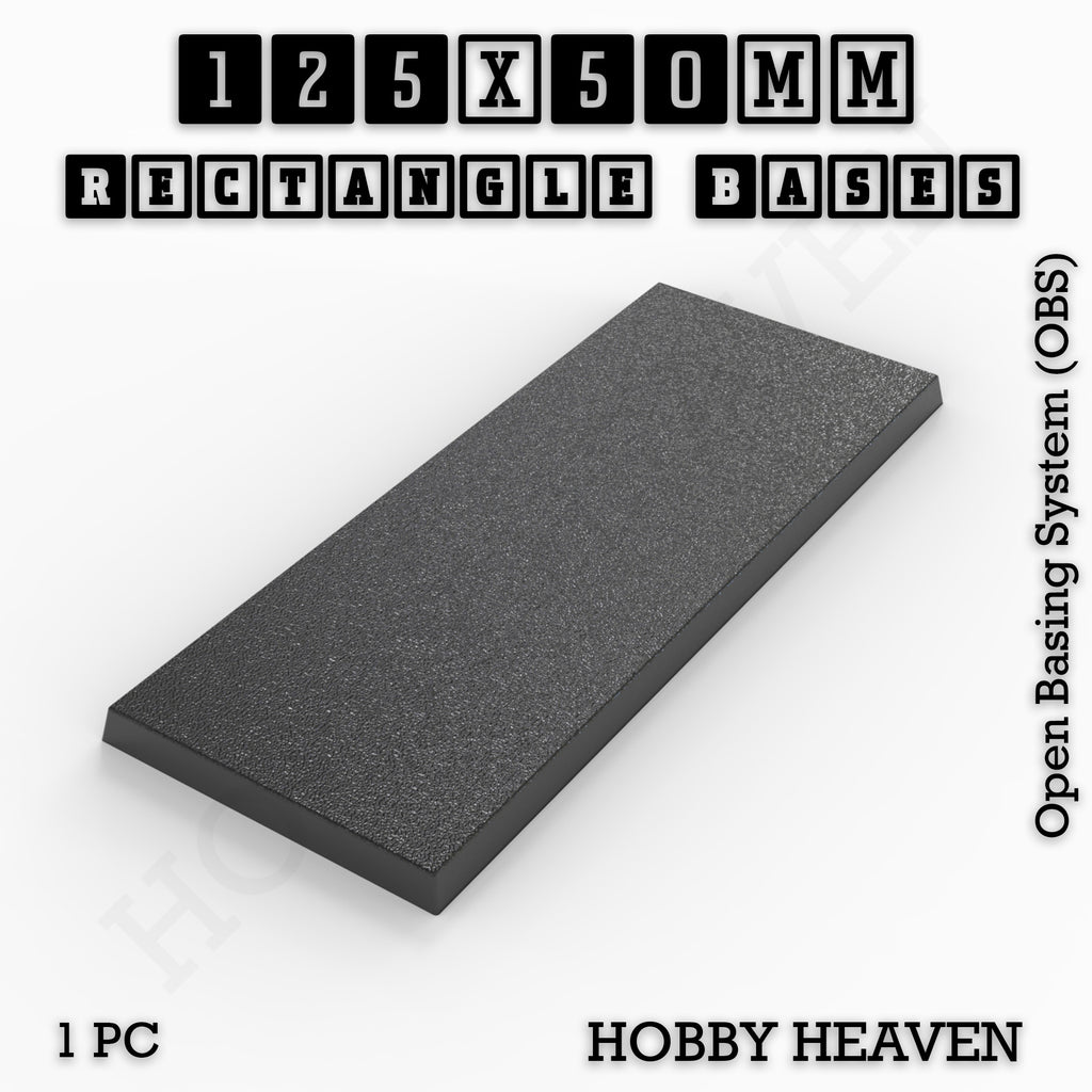Rectangle Bases Range Sizes - 125x50mm to 200x175mm Large Sizes 3d Print Full Range Tabletop Games