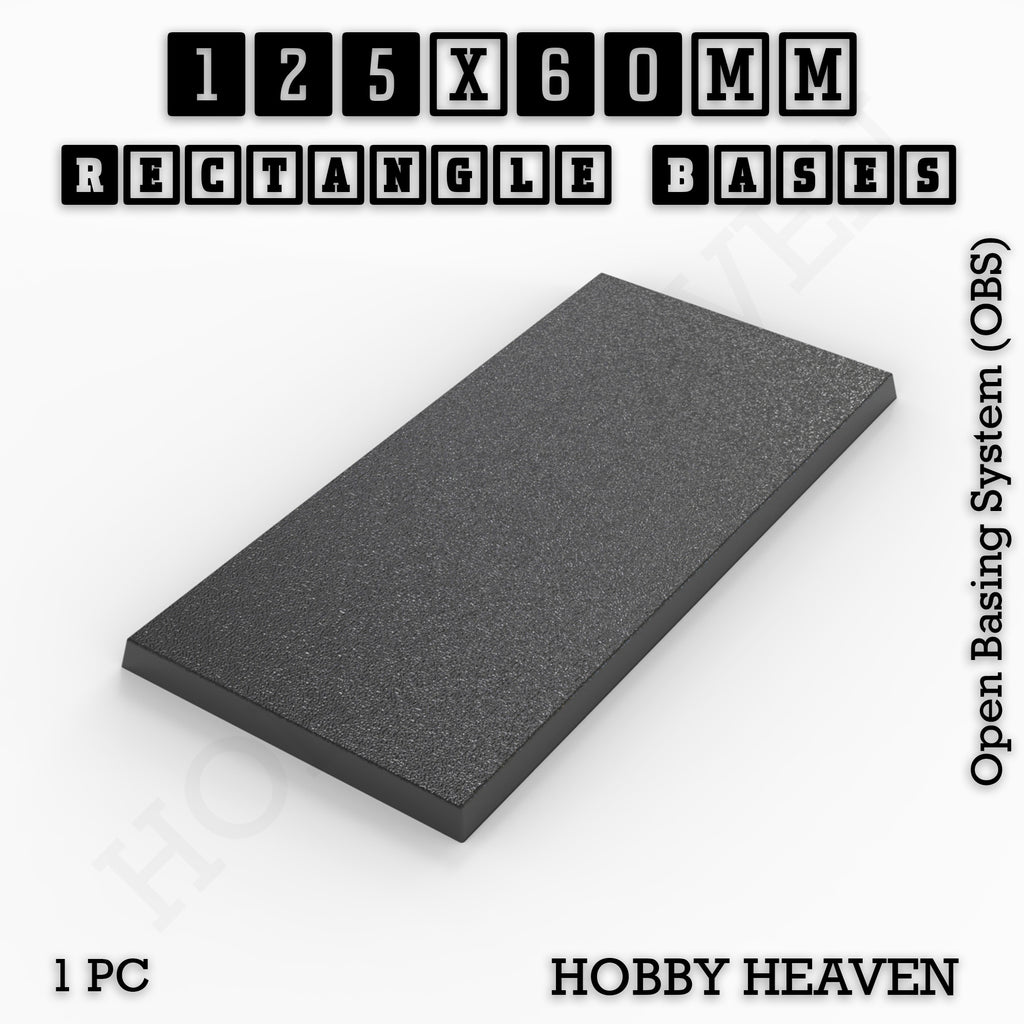 Rectangle Bases Range Sizes - 125x50mm to 200x175mm Large Sizes 3d Print Full Range Tabletop Games