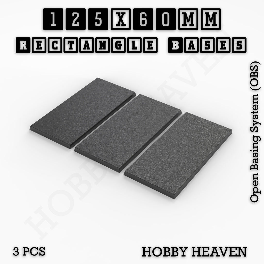 Rectangle Bases Range Sizes - 125x50mm to 200x175mm Large Sizes 3d Print Full Range Tabletop Games