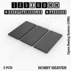 Rectangle Bases Range Sizes - 125x50mm to 200x175mm Large Sizes 3d Print Full Range Tabletop Games
