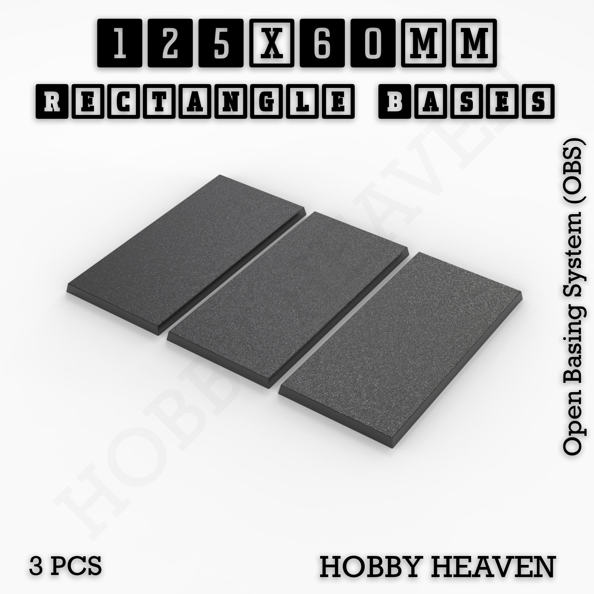 Rectangle Bases Range Sizes - 125x50mm to 200x175mm Large Sizes 3d Print Full Range Tabletop Games