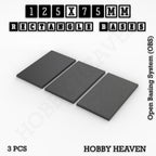 Rectangle Bases Range Sizes - 125x50mm to 200x175mm Large Sizes 3d Print Full Range Tabletop Games