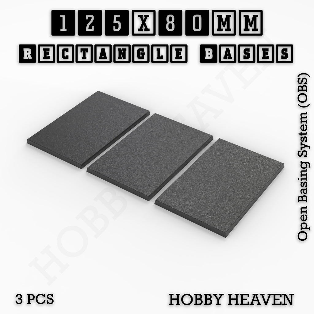 Rectangle Bases Range Sizes - 125x50mm to 200x175mm Large Sizes 3d Print Full Range Tabletop Games