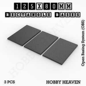 Rectangle Bases Range Sizes - 125x50mm to 200x175mm Large Sizes 3d Print Full Range Tabletop Games