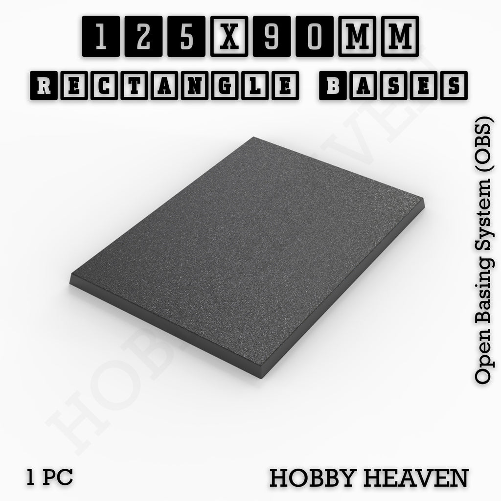 Rectangle Bases Range Sizes - 125x50mm to 200x175mm Large Sizes 3d Print Full Range Tabletop Games
