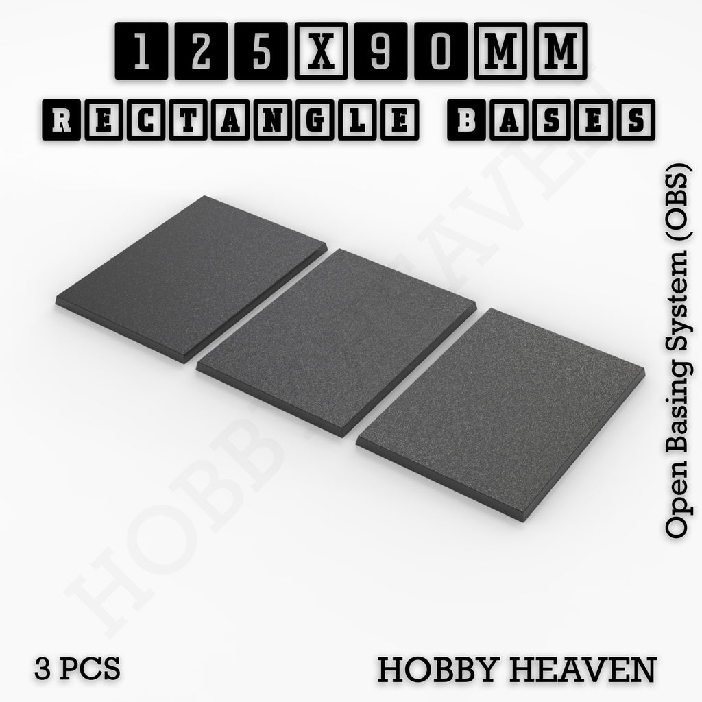 Rectangle Bases Range Sizes - 125x50mm to 200x175mm Large Sizes 3d Print Full Range Tabletop Games