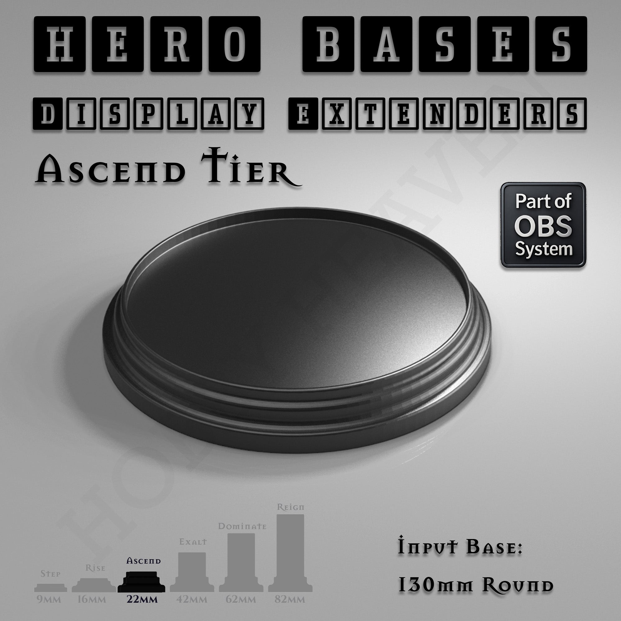 Hero Bases Display Extenders | Round and Ovals | Convert Gaming Bases to Display Bases & Plinths
