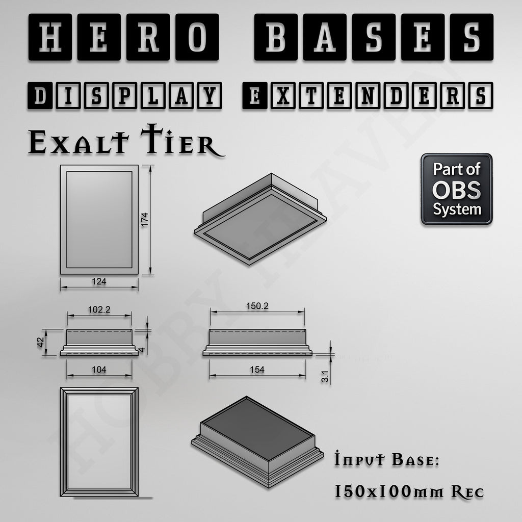 Hero Bases Display Extenders | Squares and Rectangles | Convert Gaming Bases to Display Bases & Plinths
