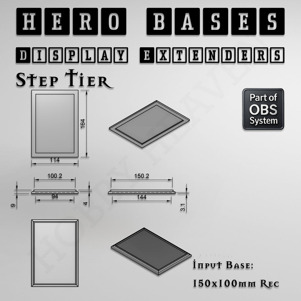 Hero Bases Display Extenders | Squares and Rectangles | Convert Gaming Bases to Display Bases & Plinths