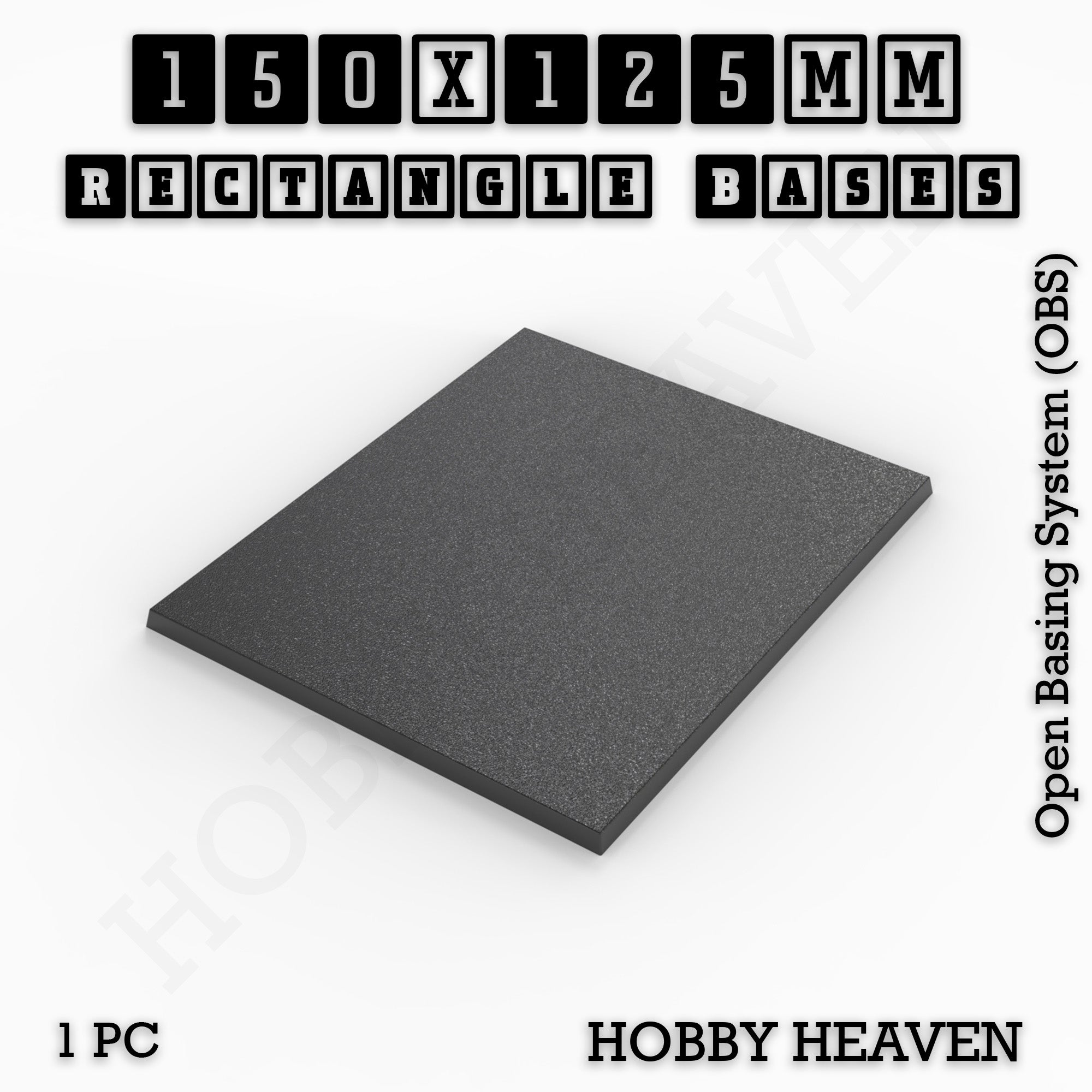 Rectangle Bases Range Sizes - 125x50mm to 200x175mm Large Sizes 3d Print Full Range Tabletop Games