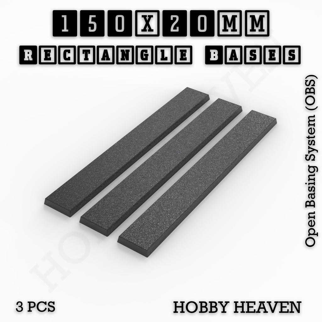 Rectangle Bases Range Sizes - 125x50mm to 200x175mm Large Sizes 3d Print Full Range Tabletop Games