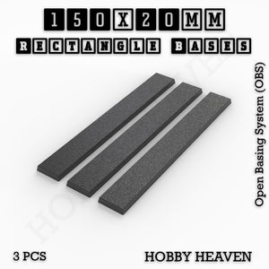 Rectangle Bases Range Sizes - 125x50mm to 200x175mm Large Sizes 3d Print Full Range Tabletop Games