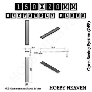 Rectangle Bases Range Sizes - 125x50mm to 200x175mm Large Sizes 3d Print Full Range Tabletop Games