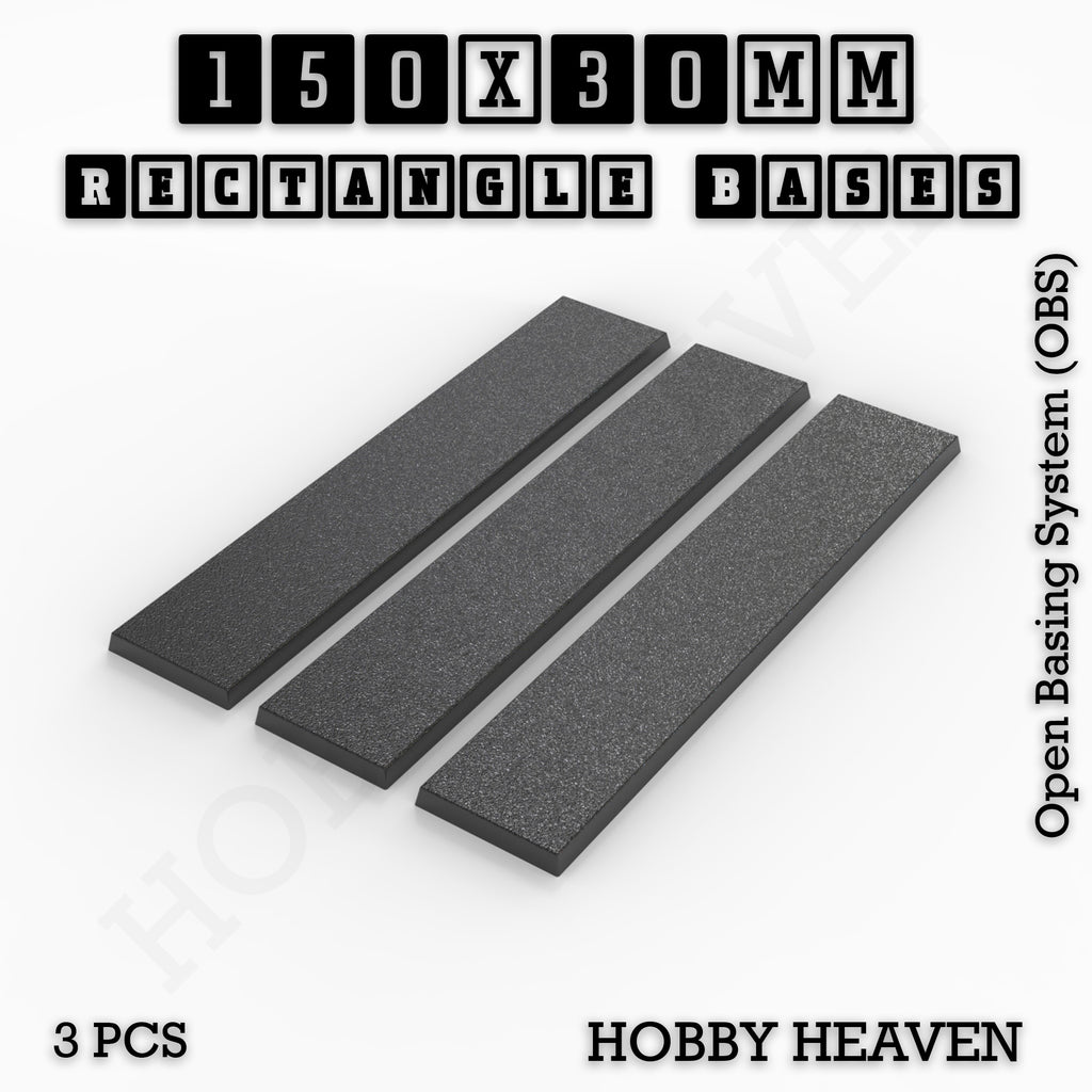 Rectangle Bases Range Sizes - 125x50mm to 200x175mm Large Sizes 3d Print Full Range Tabletop Games