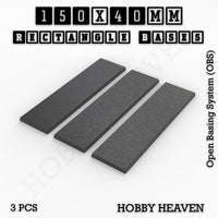 Rectangle Bases Range Sizes - 125x50mm to 200x175mm Large Sizes 3d Print Full Range Tabletop Games
