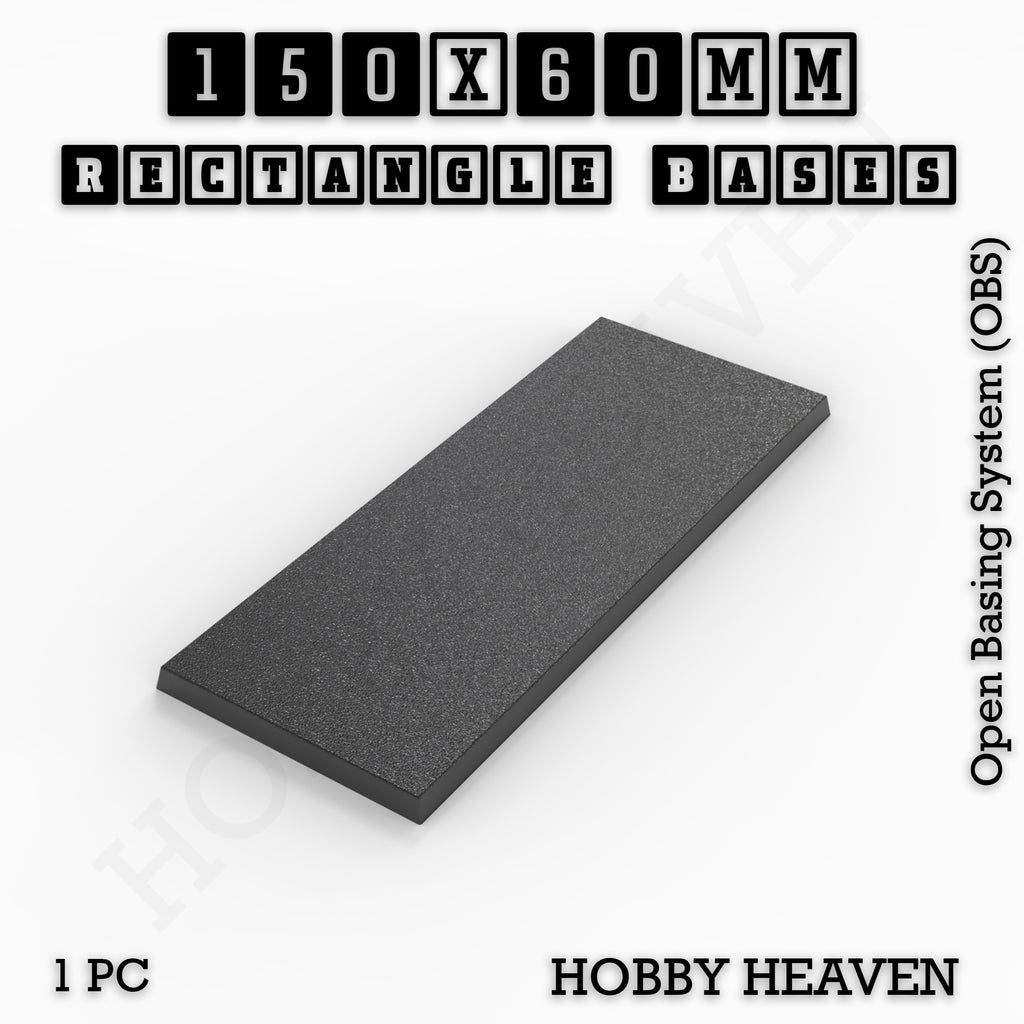 Rectangle Bases Range Sizes - 125x50mm to 200x175mm Large Sizes 3d Print Full Range Tabletop Games
