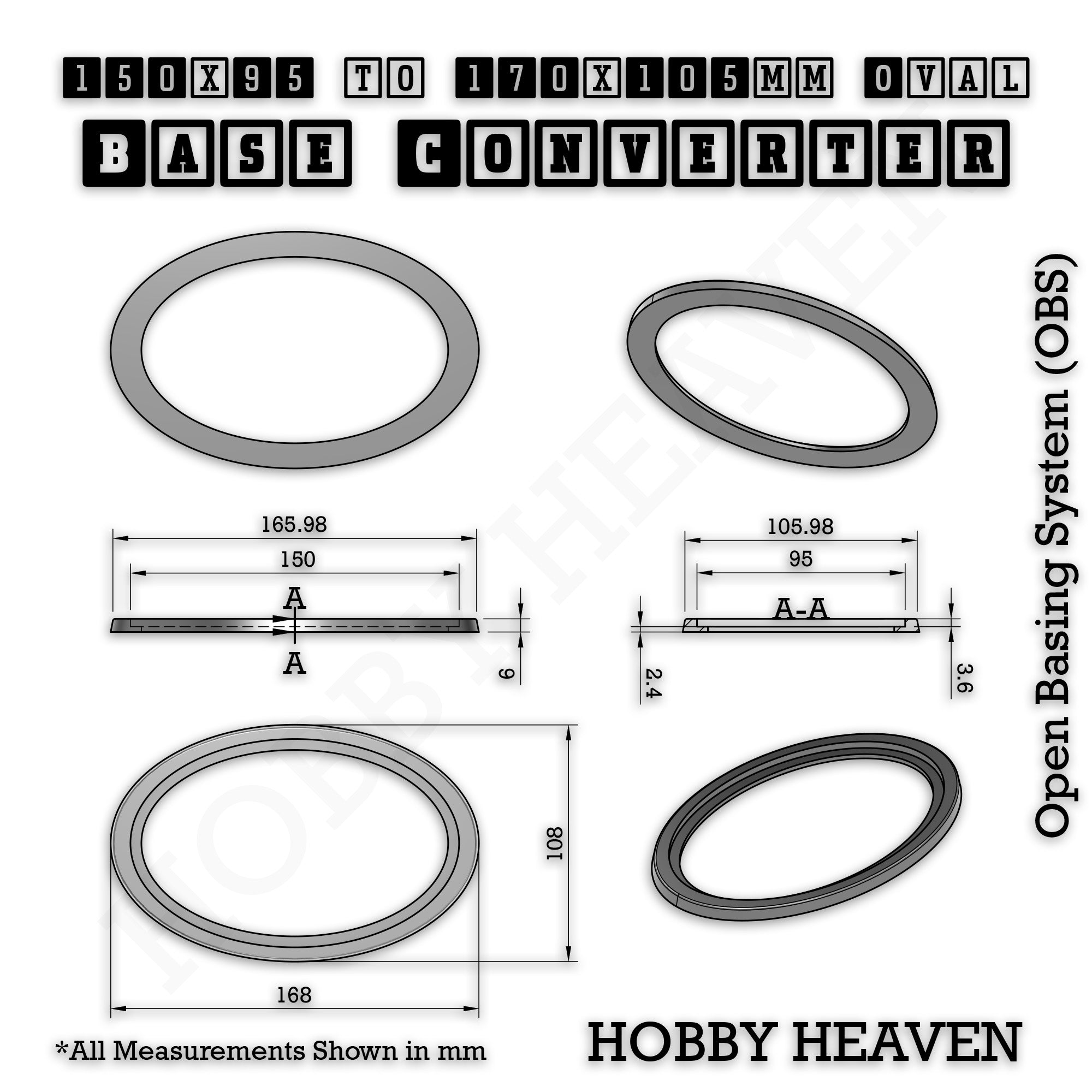 Oval To Oval Bases Size Converters 3d Print Full Range