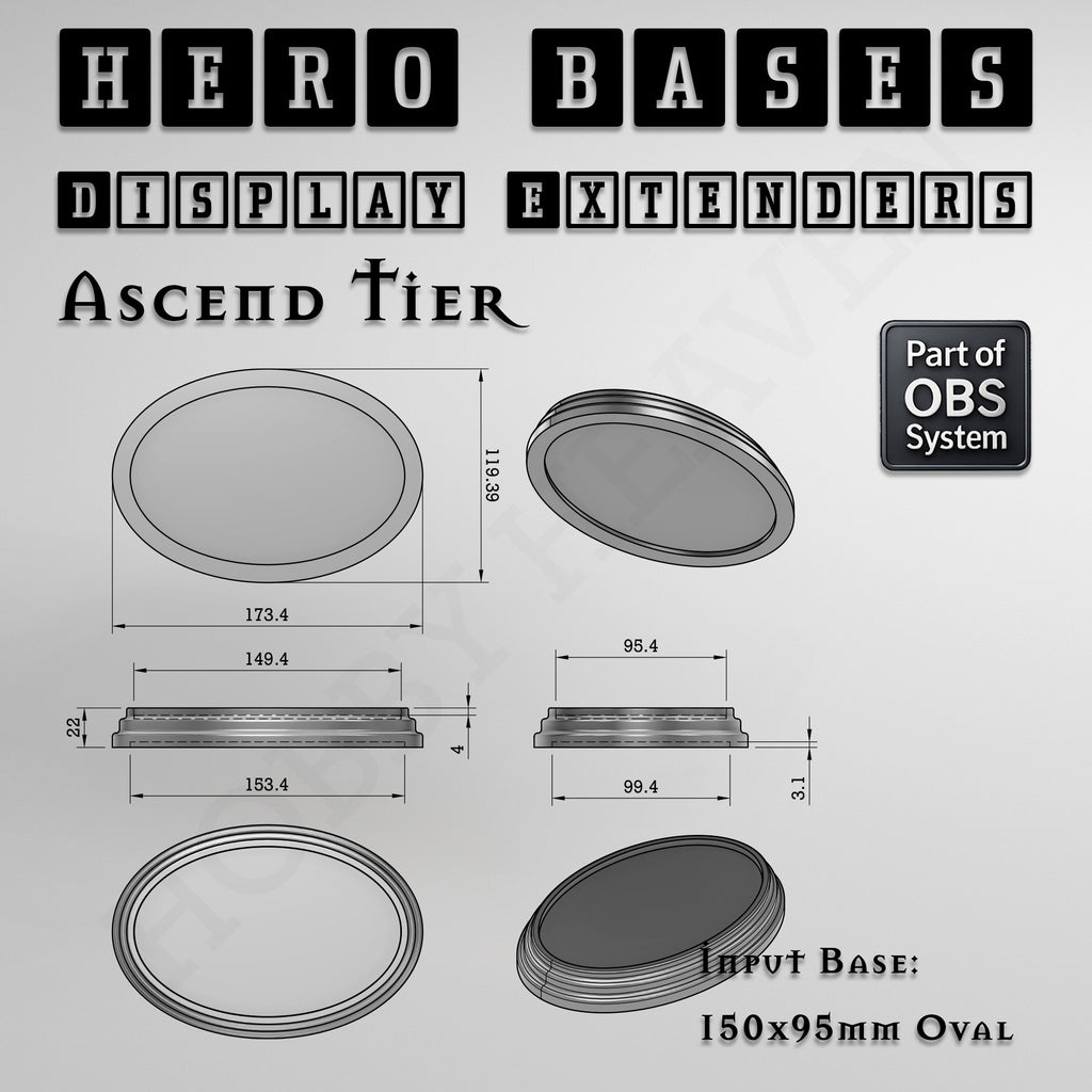 Hero Bases Display Extenders | Round and Ovals | Convert Gaming Bases to Display Bases & Plinths
