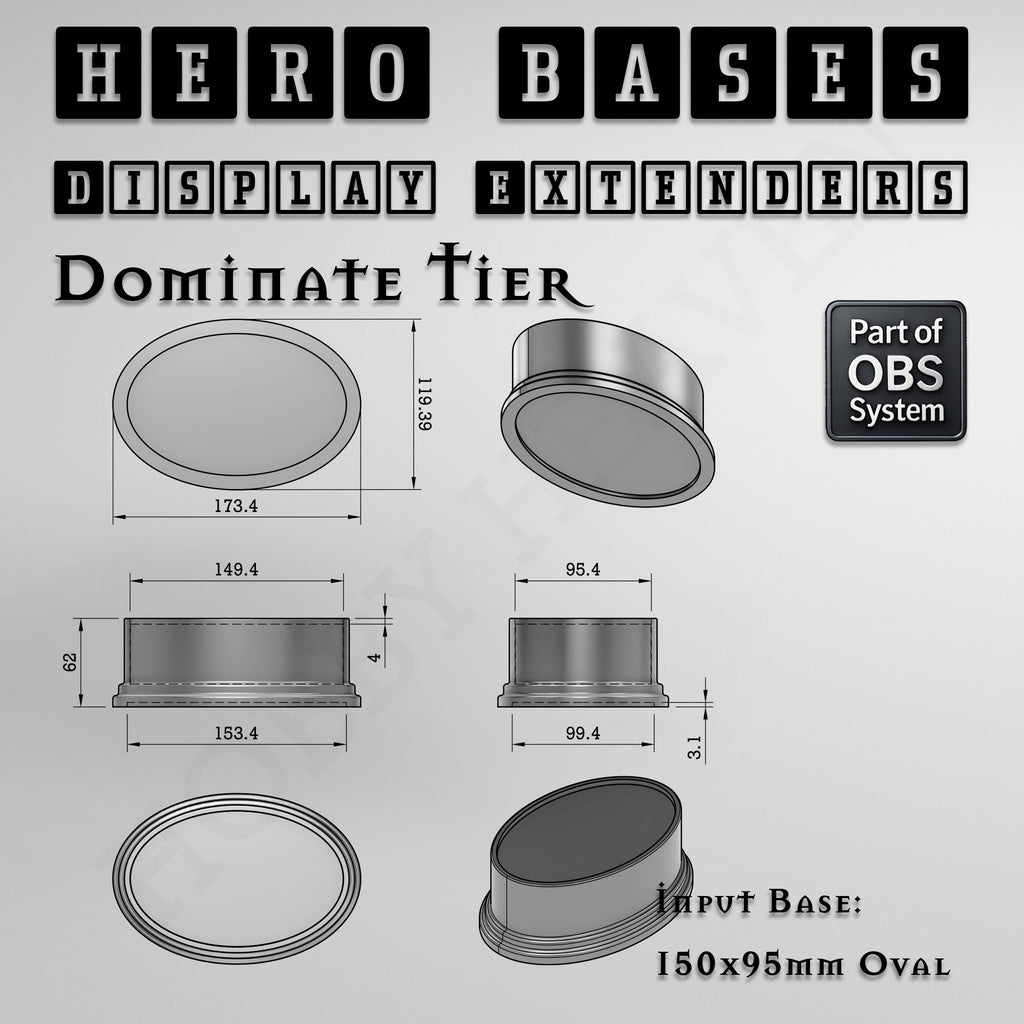 Hero Bases Display Extenders | Round and Ovals | Convert Gaming Bases to Display Bases & Plinths