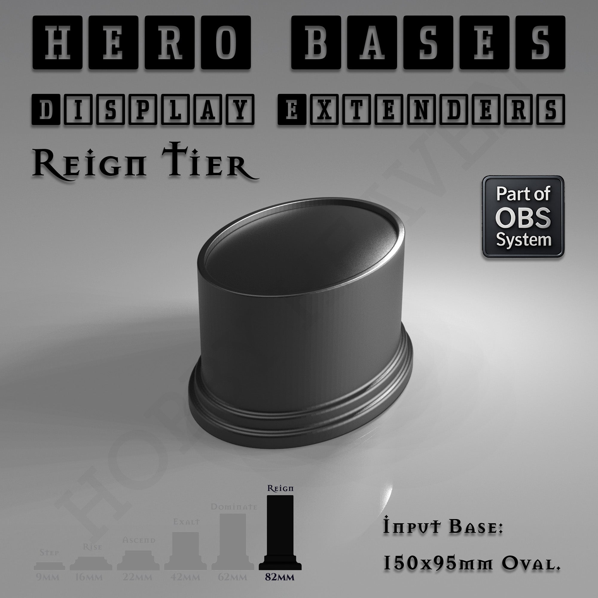 Hero Bases Display Extenders | Round and Ovals | Convert Gaming Bases to Display Bases & Plinths