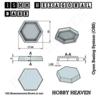 Hexagonal Bases 10mm to 200mm 3d Print Full Range Tabletop Games
