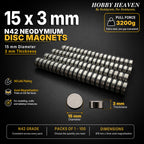 15mm x 3mm N42 Neodymium Disc Magnets