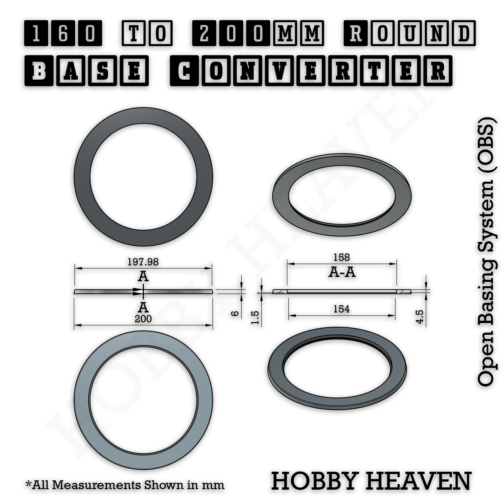 Round Bases Size Converters Round to Round 3d Print Full Range