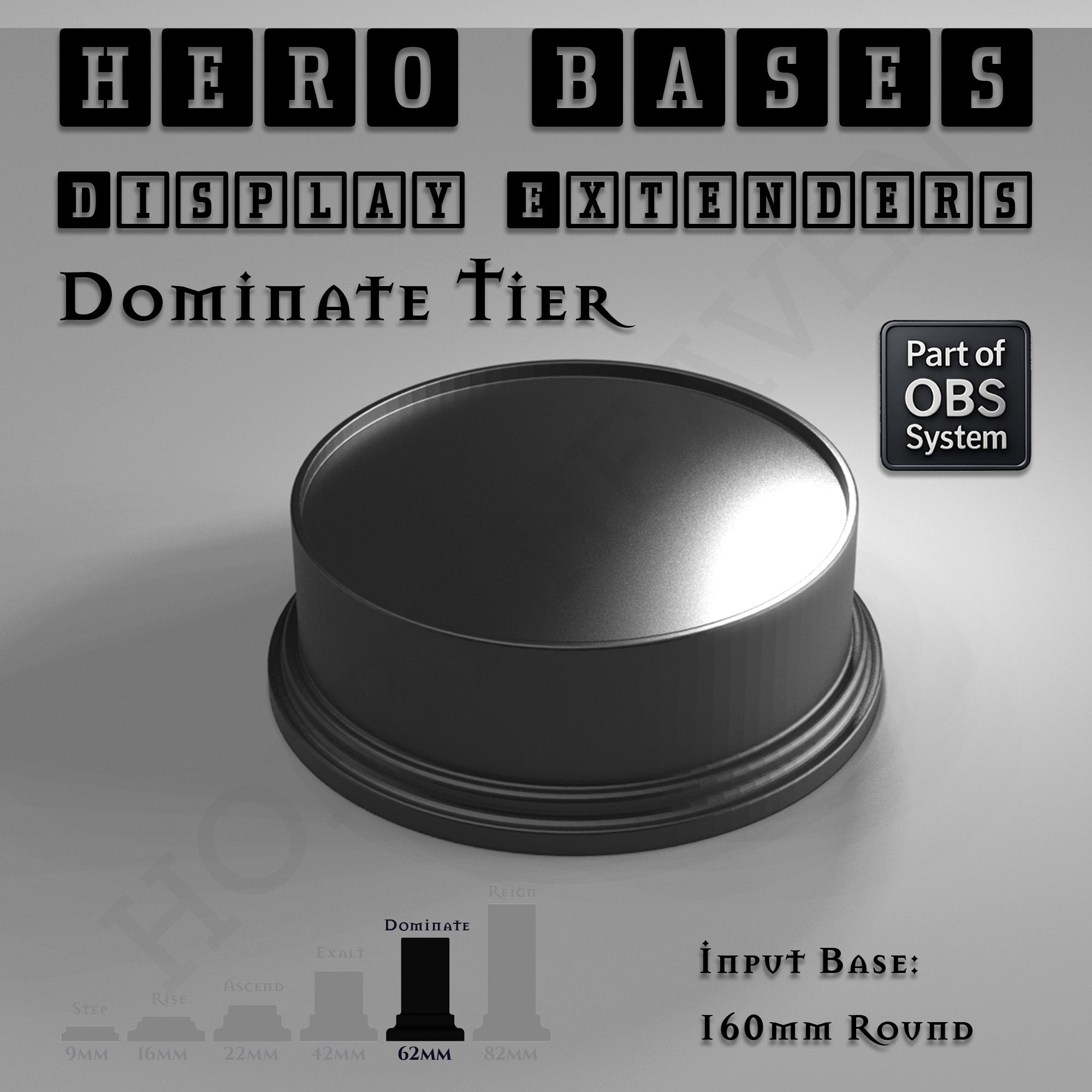 Hero Bases Display Extenders | Round and Ovals | Convert Gaming Bases to Display Bases & Plinths