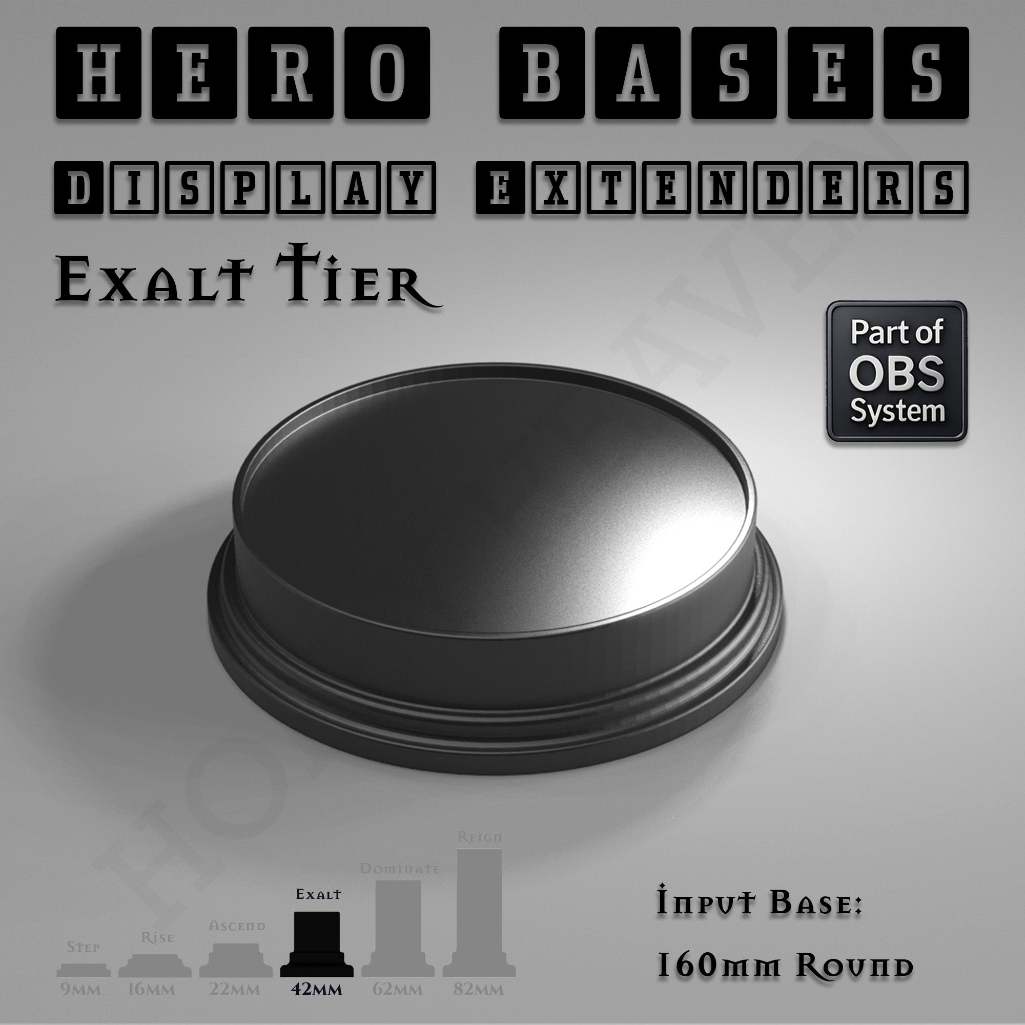 Hero Bases Display Extenders | Round and Ovals | Convert Gaming Bases to Display Bases & Plinths