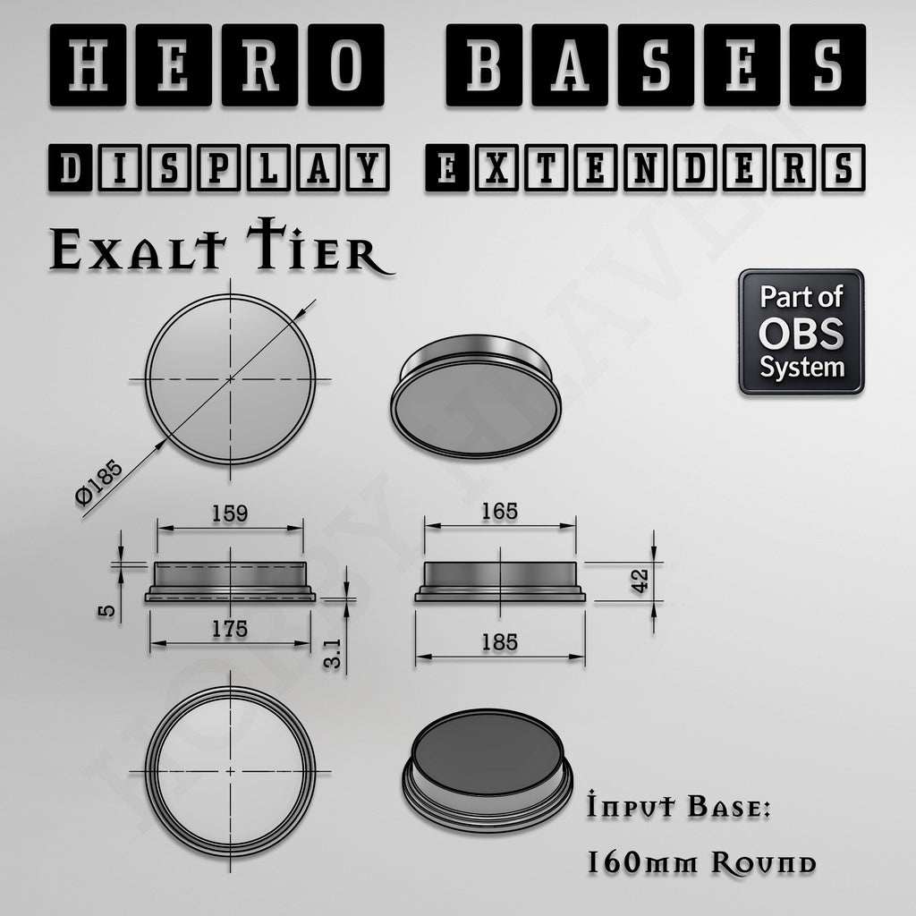 Hero Bases Display Extenders | Round and Ovals | Convert Gaming Bases to Display Bases & Plinths