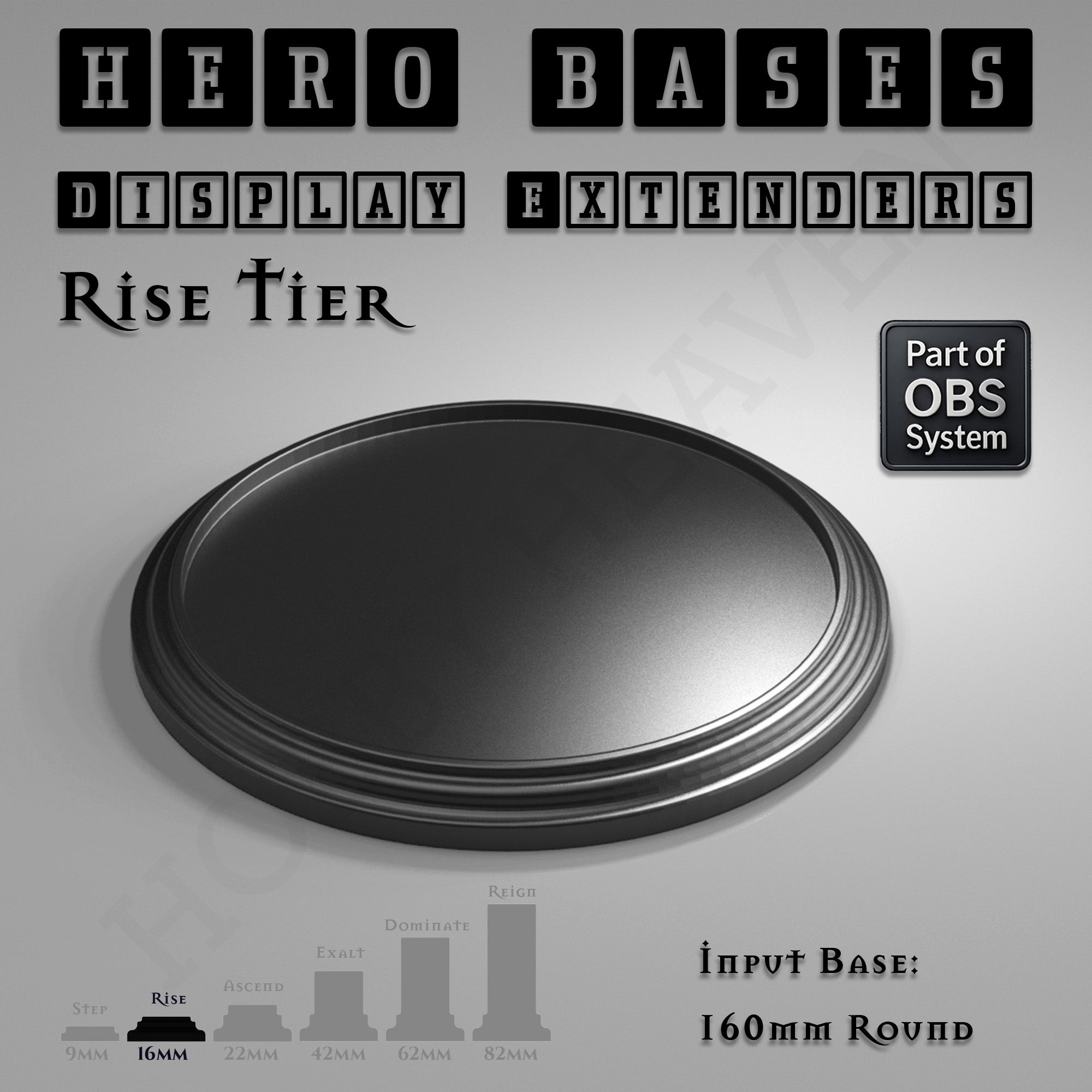 Hero Bases Display Extenders | Round and Ovals | Convert Gaming Bases to Display Bases & Plinths