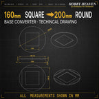 Square to Round Base Converters 3D Print Full Range