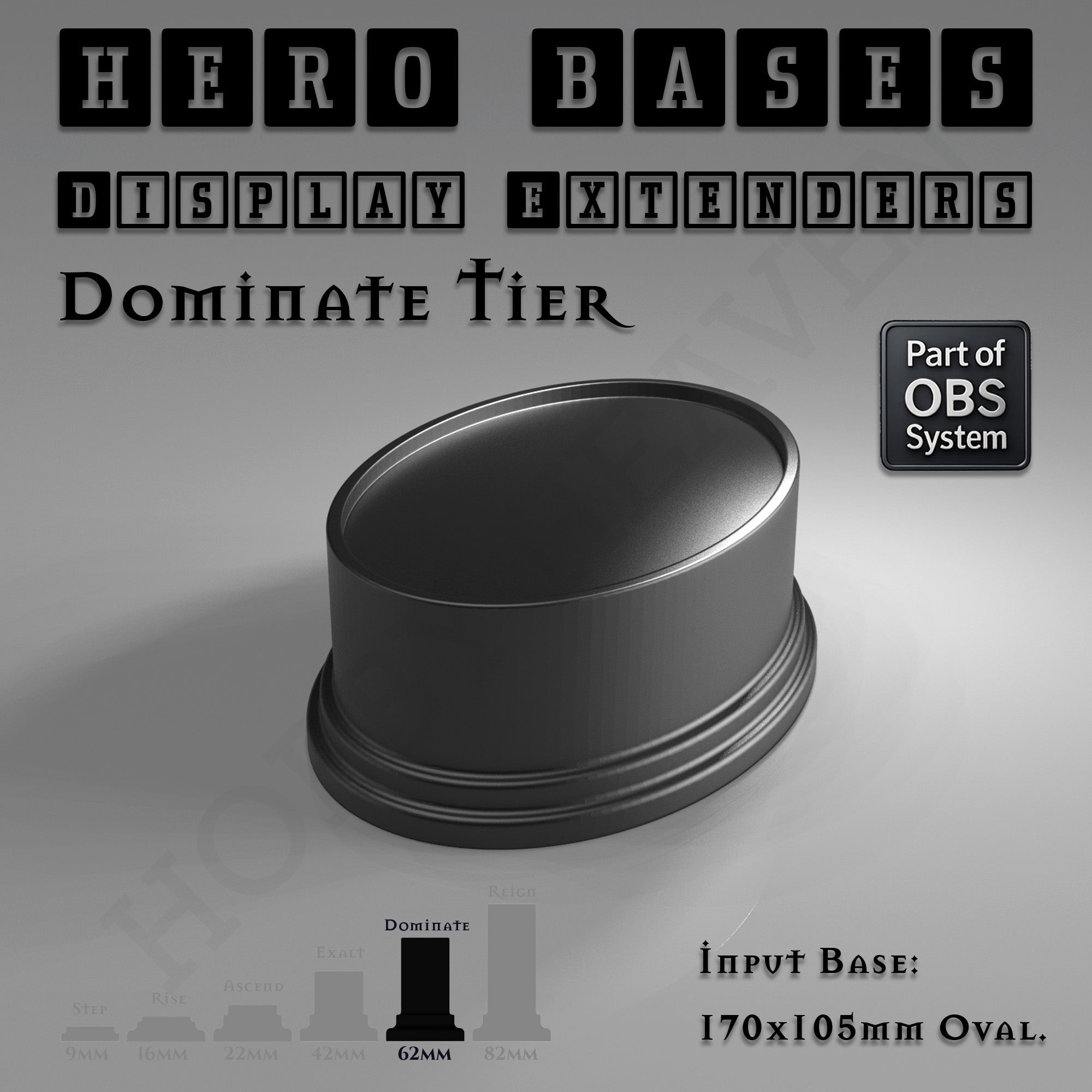 Hero Bases Display Extenders | Round and Ovals | Convert Gaming Bases to Display Bases & Plinths