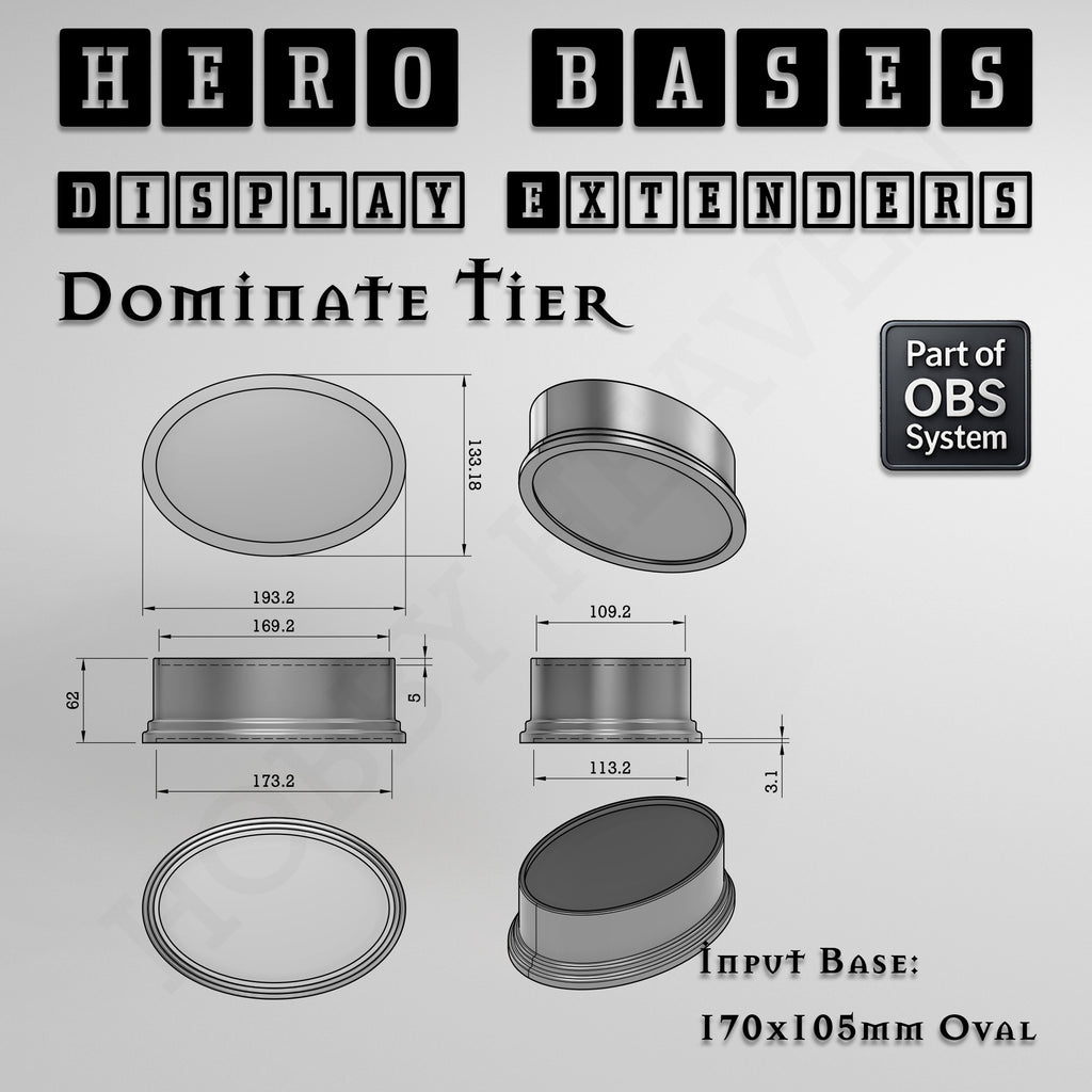 Hero Bases Display Extenders | Round and Ovals | Convert Gaming Bases to Display Bases & Plinths